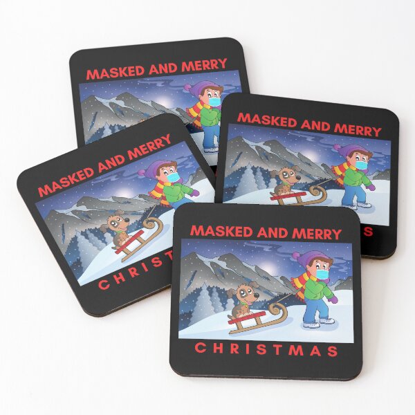 Item preview, Boy and Dog on Mountain Masked and Merry Christmas designed and sold by ARUN VASWANI.