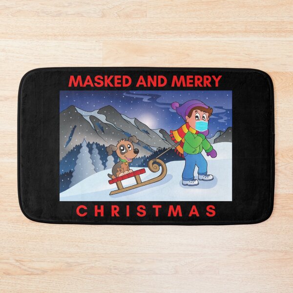 Item preview, Boy and Dog on Mountain Masked and Merry Christmas designed and sold by ARUN VASWANI.