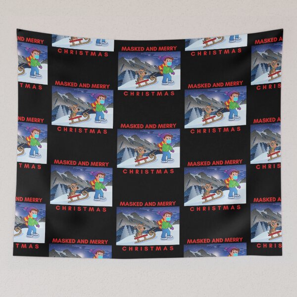 Item preview, Boy and Dog on Mountain Masked and Merry Christmas designed and sold by ARUN VASWANI.