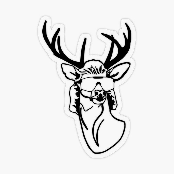 "Deer Mullet - Black Outline" Sticker by DeerMulletShop | Redbubble