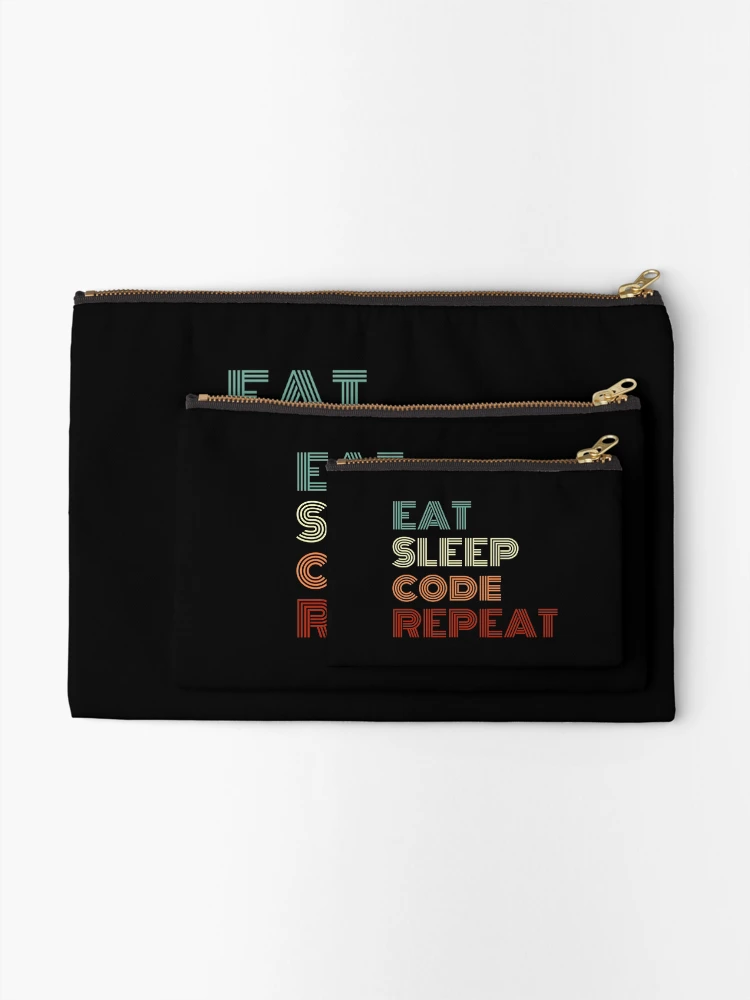 Thumbnail 2 of 4, Zipper Pouch, Eat Sleep Code Repeat Python Programming designed and sold by Sour Soul.