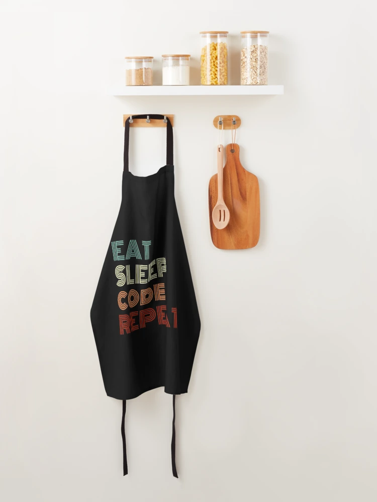 Thumbnail 4 of 6, Apron, Eat Sleep Code Repeat Python Programming designed and sold by Sour Soul.