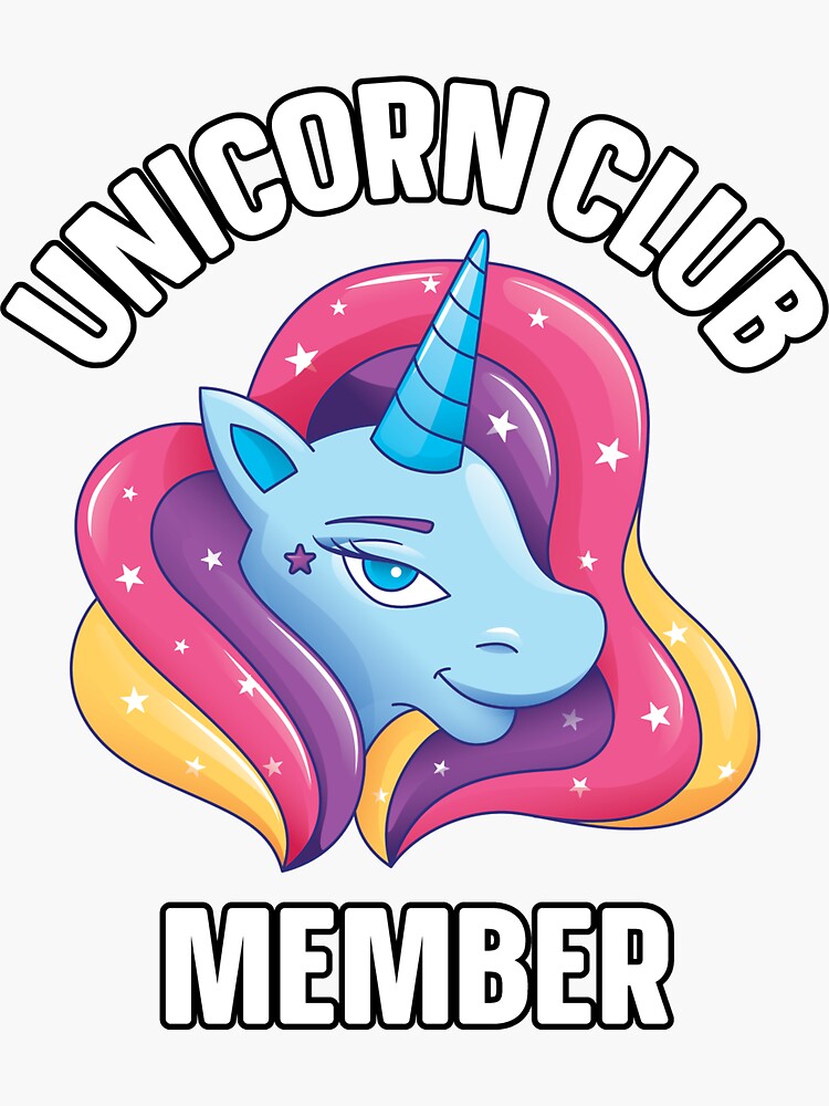 Unicorn club member with rainbow hair, Unicorn stuff for girls and boys  Sticker for Sale by BabyClothesKing