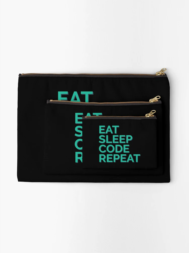 Thumbnail 2 of 4, Zipper Pouch, Eat Sleep Code Repeat Python Coder designed and sold by Sour Soul.