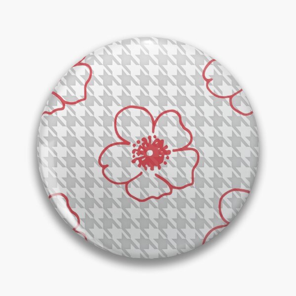 Item preview, Houndstooth Pattern - Gray, White and Red Flowers designed and sold by AlteredAtelier.