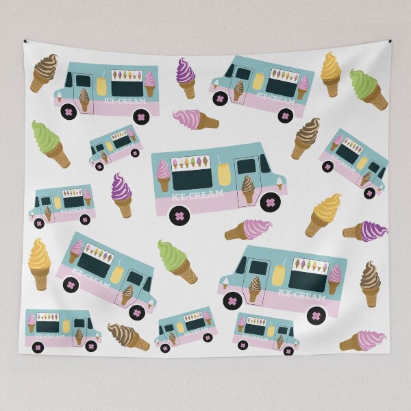 Item preview, Retro Ice Cream Truck Pattern designed and sold by idovedesign.