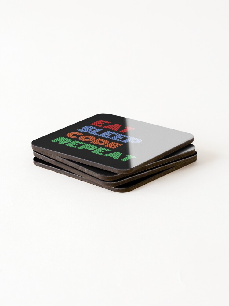 Thumbnail 4 of 5, Coasters (Set of 4), Eat Sleep Code Repeat JavaScript Programming designed and sold by Soursoul99.