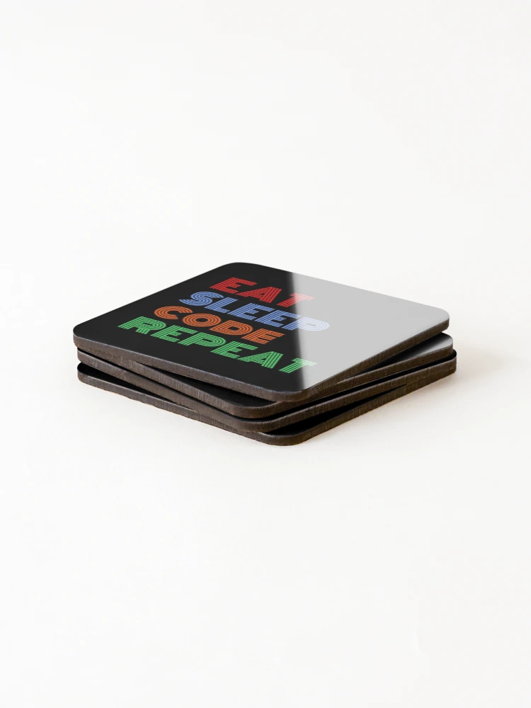 Thumbnail 4 of 5, Coasters (Set of 4), Eat Sleep Code Repeat JavaScript Programming designed and sold by Sour Soul.