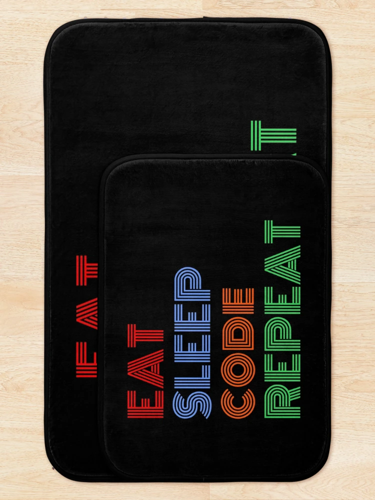 Thumbnail 5 of 6, Bath Mat, Eat Sleep Code Repeat JavaScript Programming designed and sold by Sour Soul.