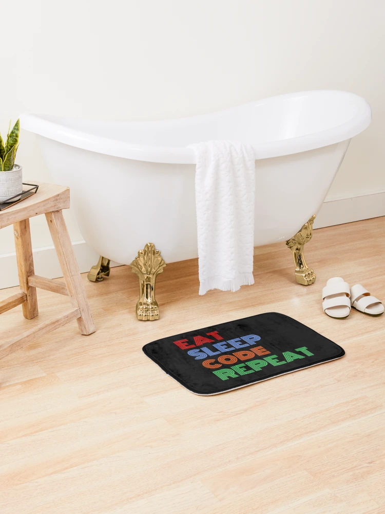 Thumbnail 2 of 6, Bath Mat, Eat Sleep Code Repeat JavaScript Programming designed and sold by Sour Soul.