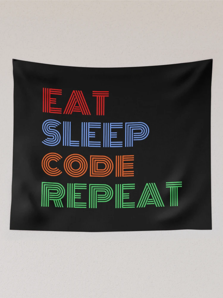 Thumbnail 2 of 3, Tapestry, Eat Sleep Code Repeat JavaScript Programming designed and sold by Sour Soul.
