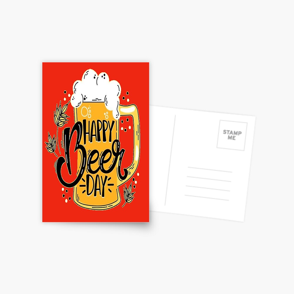 Carte De Vœux Bonne Fete De La Biere Joyeux Anniversaire Par Shaggydawgg Redbubble