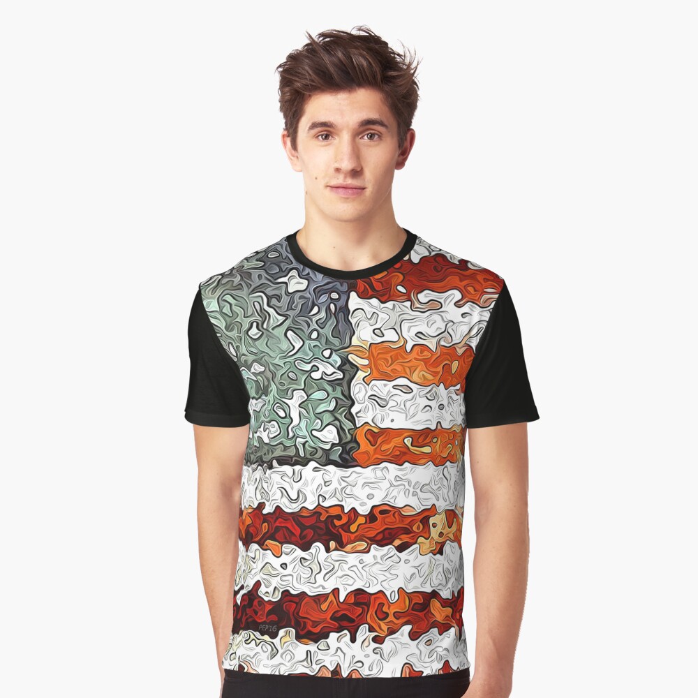 American Flag Abstract Graphic T-Shirt