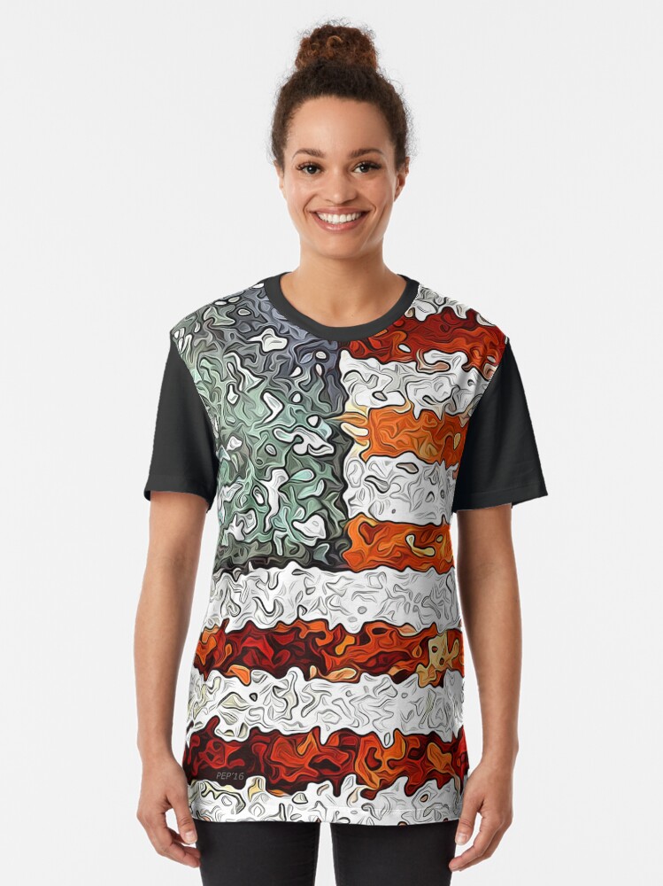 Alternate view of American Flag Abstract Graphic T-Shirt
