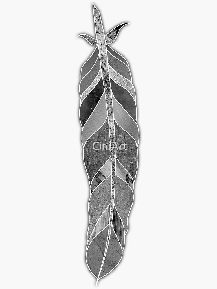 "Black and white pattern of feathers" Sticker for Sale by CiniArt