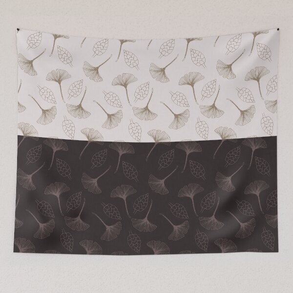 Item preview, Falling Gold Leaves and Flowers in Horizontal Contrasting Mixed Patterns designed and sold by squishyrainbow.