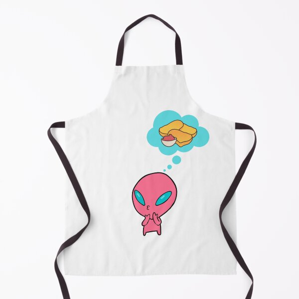 Item preview, Cute Pink Tiny Alien With Large Blue Eyes Thinking About Chickie Nuggets With Ketchup designed and sold by Black11Flamingo.