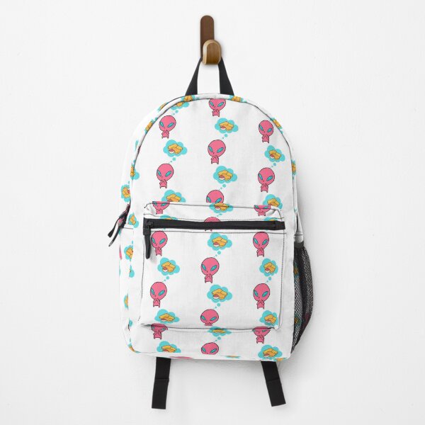 Item preview, Cute Pink Tiny Alien With Large Blue Eyes Thinking About Chickie Nuggets With Ketchup designed and sold by Black11Flamingo.