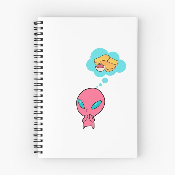 Item preview, Cute Pink Tiny Alien With Large Blue Eyes Thinking About Chickie Nuggets With Ketchup designed and sold by Black11Flamingo.