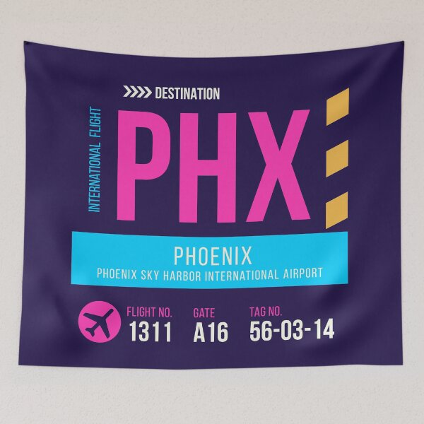 Artikelvorschau, Stilvoller Gepäckanhänger des Flughafens Phoenix (PHX) entworfen und verkauft von SLAG-Creative.