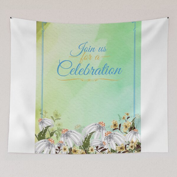 Item preview, Join us for a celebration white and yellow flowers flower field, dedication card, Valentine's card, anniversary card, wedding card, celebration card designed and sold by DoodlesFlowers.
