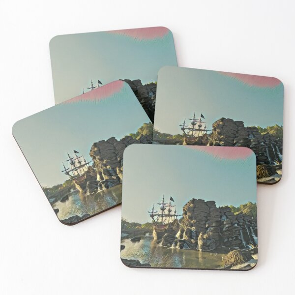 Item preview, skull rock and pirate ship designed and sold by kiwimick.