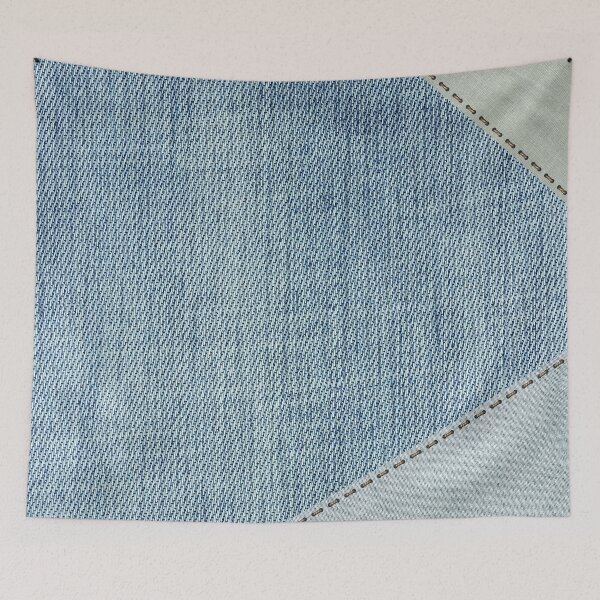 Item preview, Old faded strippied patching pattern denim jeans fabric  designed and sold by anzus13carlett.
