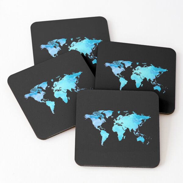 Item preview, Watercolor World Map Turquoise designed and sold by ardasen.