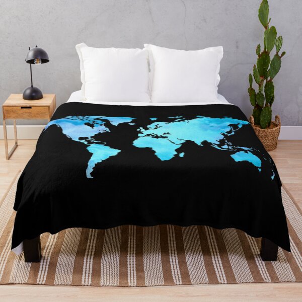 Item preview, Watercolor World Map Turquoise designed and sold by ardasen.