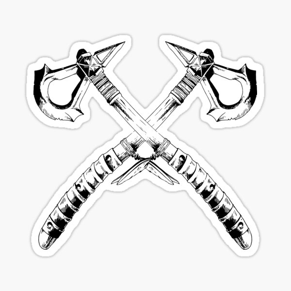 crossed axes-ancient weapons Sticker for Sale by Skillbox