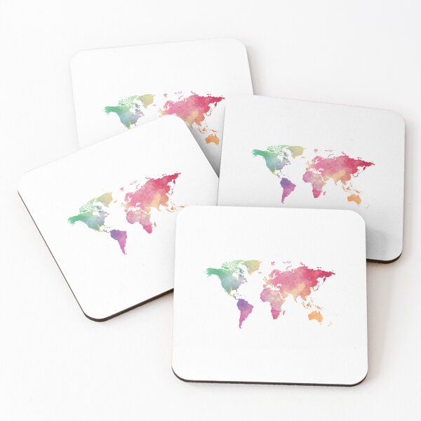 Item preview, Watercolor World Map Rainbow Colors designed and sold by ardasen.