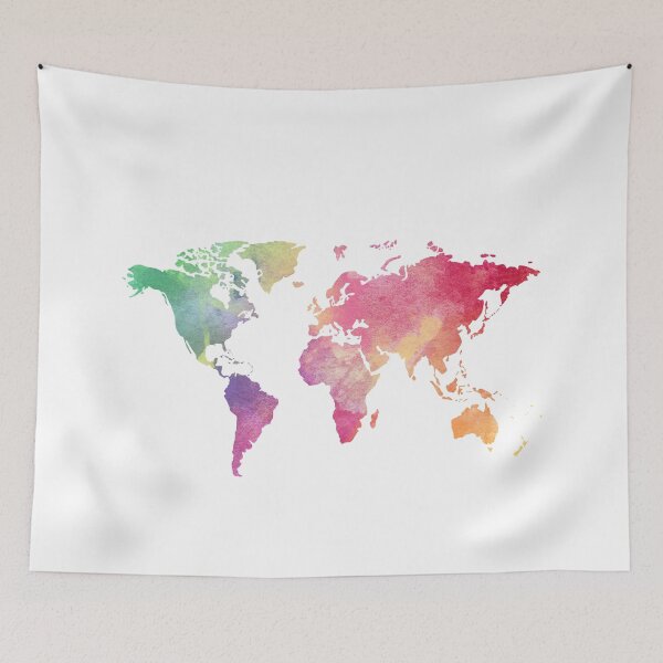 Item preview, Watercolor World Map Rainbow Colors designed and sold by ardasen.