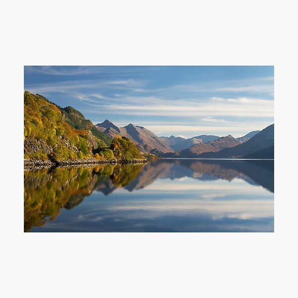 Five Sisters in Autumn and Loch Duich Inverinate Scotland. Photographic Print