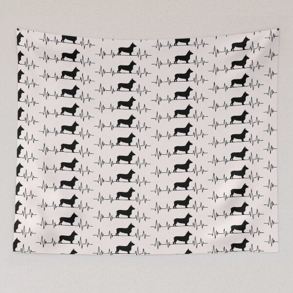 Artikelvorschau, Corgi Heartbeat Hund Heartbeat Corgis Silhouette entworfen und verkauft von ELmezz.