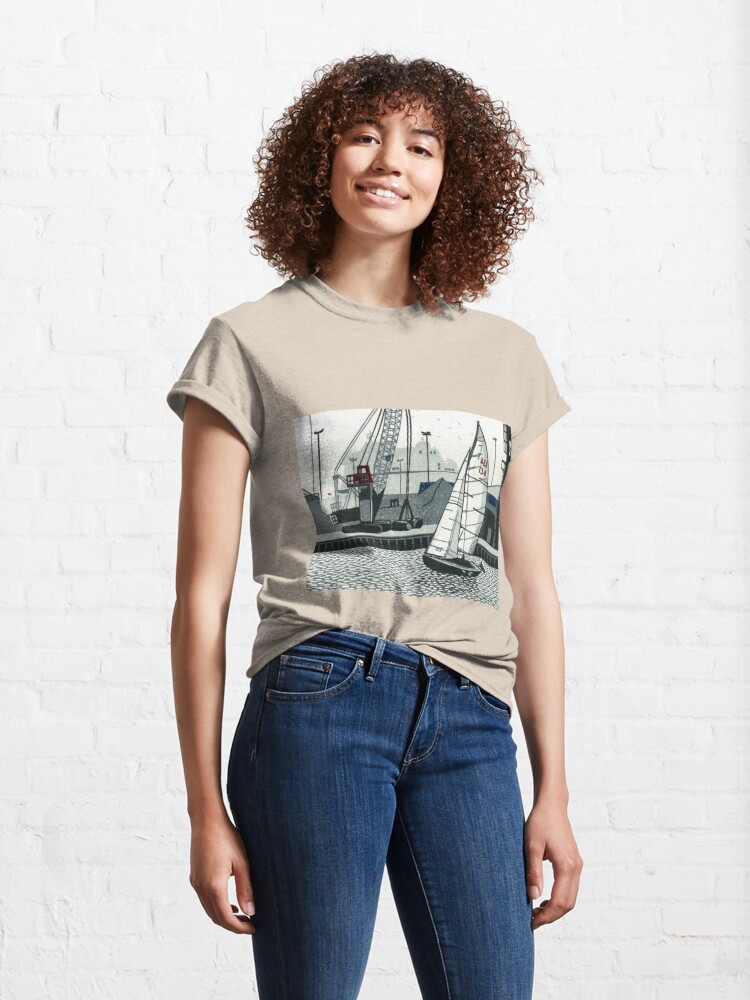 Alternate view of Poole Quay - Original linocut by Francesca Whetnall Classic T-Shirt