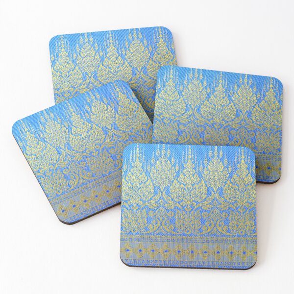 Item preview, Thai Silk - Azure Blue Gold Thai Traditional Silkworms designed and sold by Gymmer-Life.