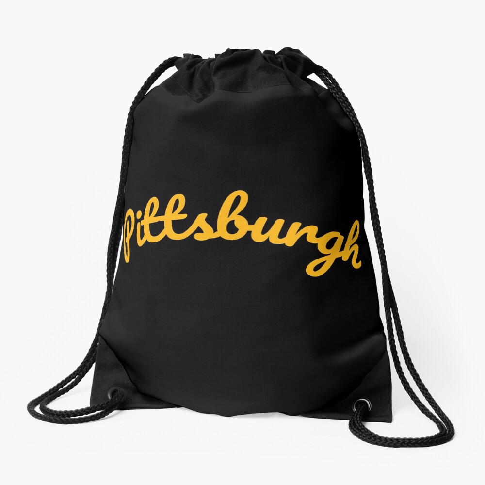 Pittsburgh Steel City 412 Pennsylvania Cursive Text Drawstring Bag