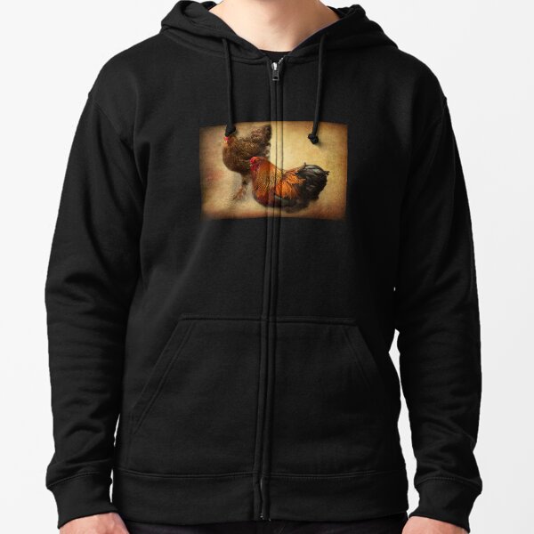 Rooster and hen Zipped Hoodie