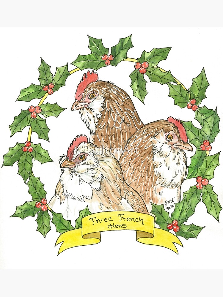 "Three French Hens (watercolor)" Poster for Sale by StiltonArt | Redbubble