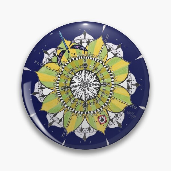 Item preview, Mandala Dragonfly Yellow Green Colours Prepare For Swift Action Dark Blue designed and sold by SpiritGifts.