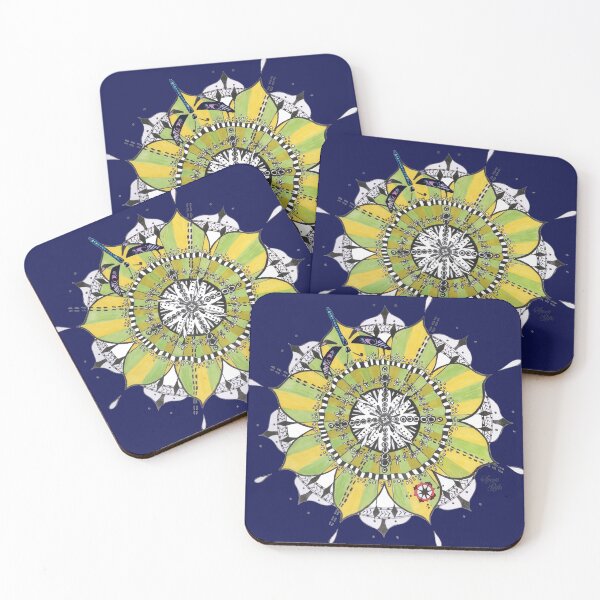 Item preview, Mandala Dragonfly Yellow Green Colours Prepare For Swift Action Dark Blue designed and sold by SpiritGifts.