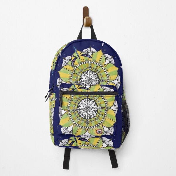 Item preview, Mandala Dragonfly Yellow Green Colours Prepare For Swift Action Dark Blue designed and sold by SpiritGifts.