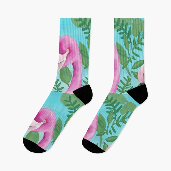 Artikelvorschau, florale tropische Flamingo Aquarell Vogel Kunst entworfen und verkauft von TheWaterBirds.