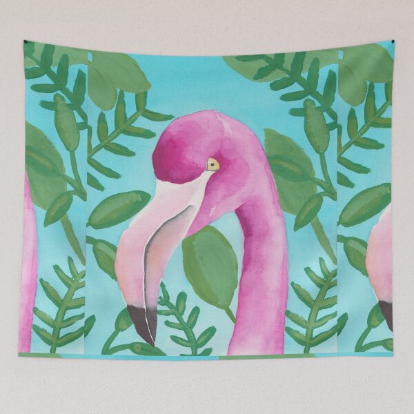 Item preview, floral tropical flamingo watercolor bird art designed and sold by TheWaterBirds.