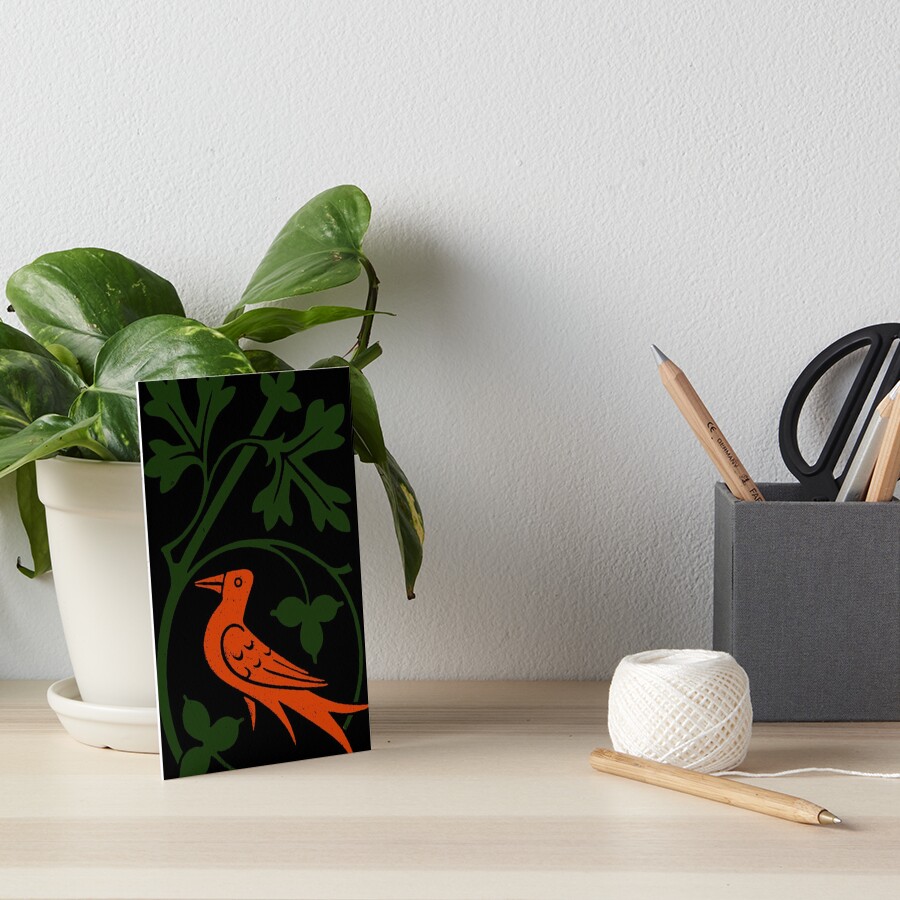 Woodcut birds Art Board Print
