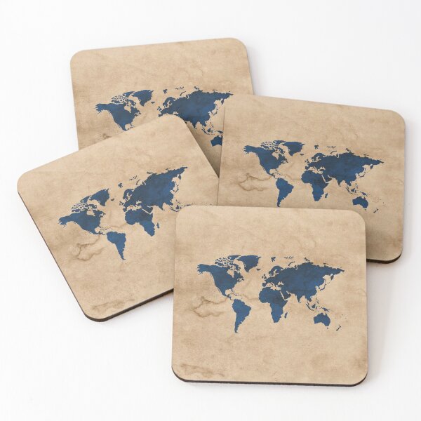 Item preview, Midnight Blue Watercolor Rustic World Map  designed and sold by ardasen.