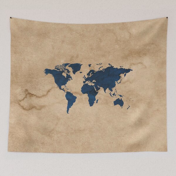 Item preview, Midnight Blue Watercolor Rustic World Map  designed and sold by ardasen.