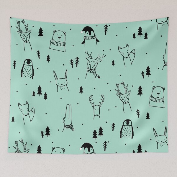 Item preview, Winter Christmas Pattern With Funny Animals designed and sold by mariasamu95.
