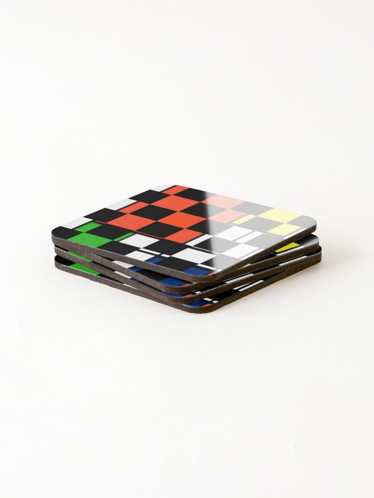 Thumbnail 4 of 5, Coasters (Set of 4), Fun Abstract Checkerboard Pattern designed and sold by Scotland2016.