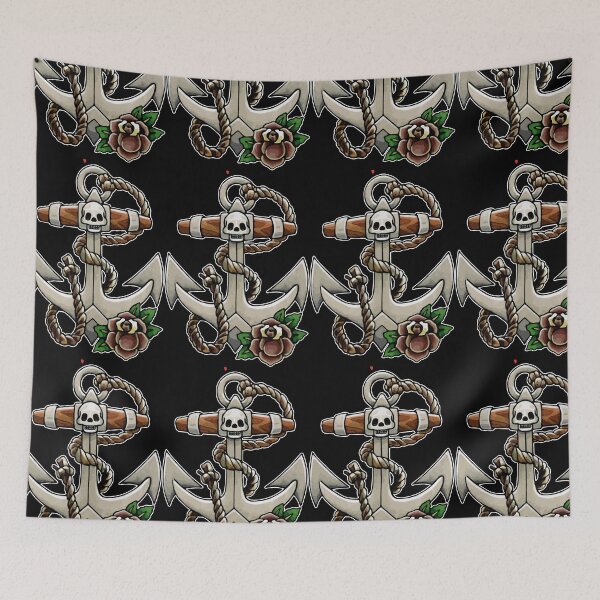 Item preview, anchor skull designed and sold by talvutattoo.